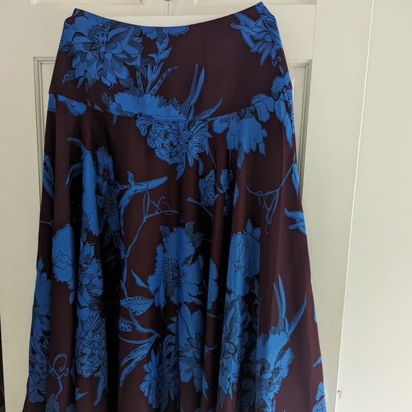 ME+EM Maxi Skirt Deep Cabernet Blue Scribble Floral Print Maxi Skirt Size 6 US - Picture 6 of 14
